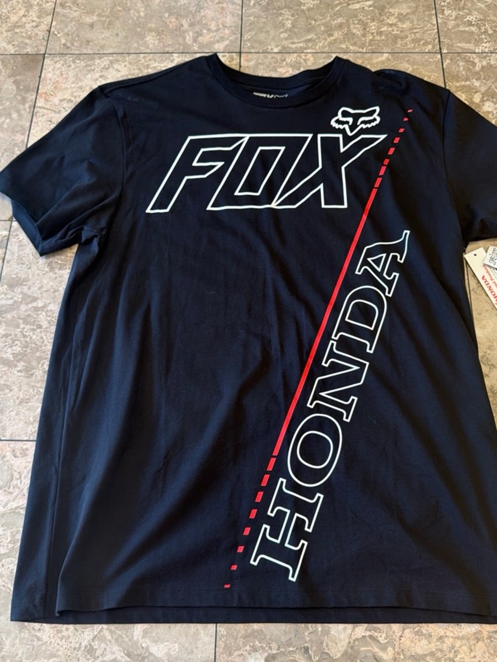 Fox Black Short Sleeve Graphic Logo Tee with Red Accent